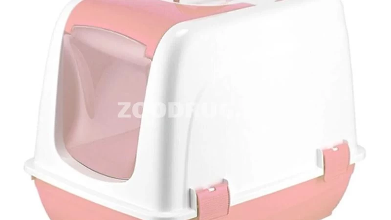 Zoodrug - Биотуалет для кошек. Цвет: Розовый. Размер: 50х40х35 см. в ...
